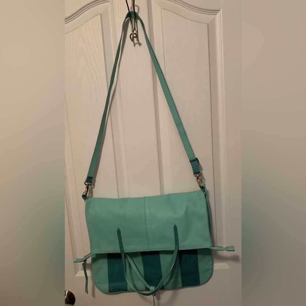 Varriale extra large LAMB LEATHER Fold Over Green Tote